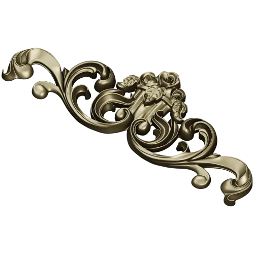 Rococo Rose Cartouche - STL 3D model for CNC