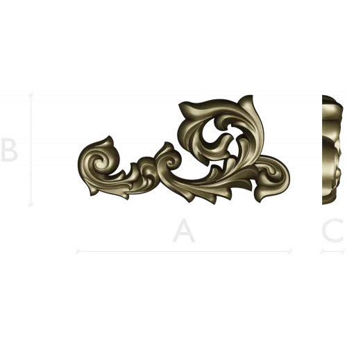 Acanthus Scroll Corner - STL 3D model for CNC