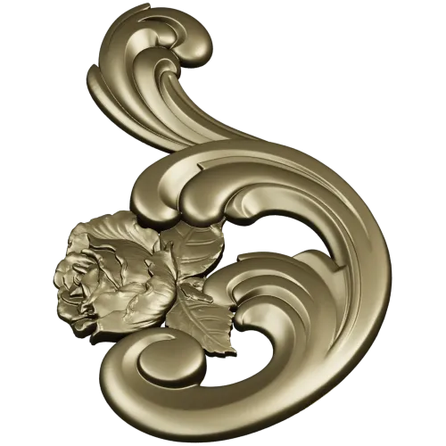 Декоративный картуш с розой - STL 3D модель для ЧПУ
