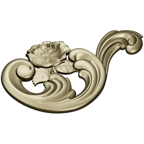 Декоративный картуш с розой - STL 3D модель для ЧПУ