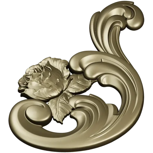 Декоративный картуш с розой - STL 3D модель для ЧПУ
