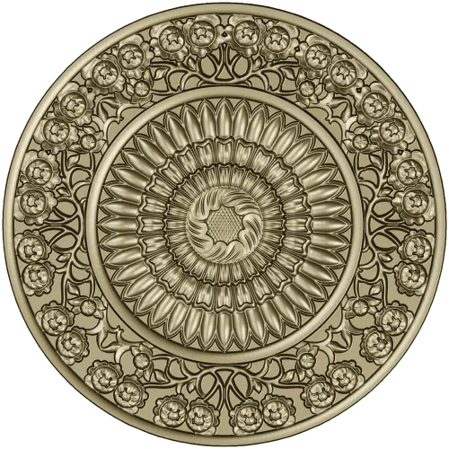Sunflower Rosette Decorative STL for CNC milling