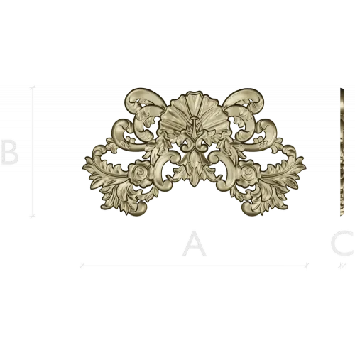 Rococo Shell Cartouche - STL 3D Model for CNC