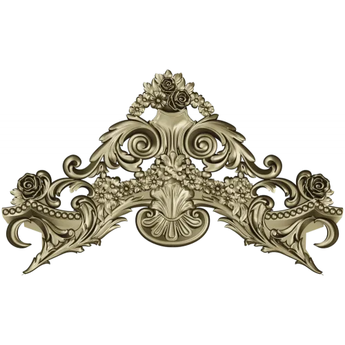 Rococo Floral Crest STL 3D model for CNC carving