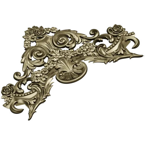 Rococo Floral Crest STL 3D model for CNC carving