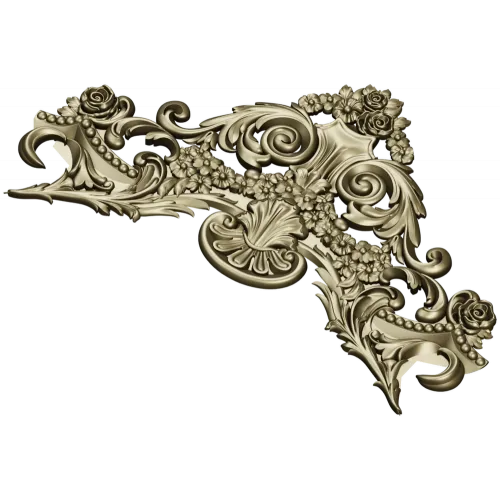 Rococo Floral Crest STL 3D model for CNC carving