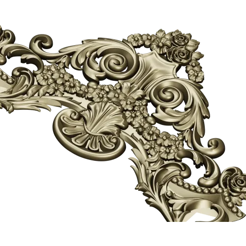 Rococo Floral Crest STL 3D model for CNC carving