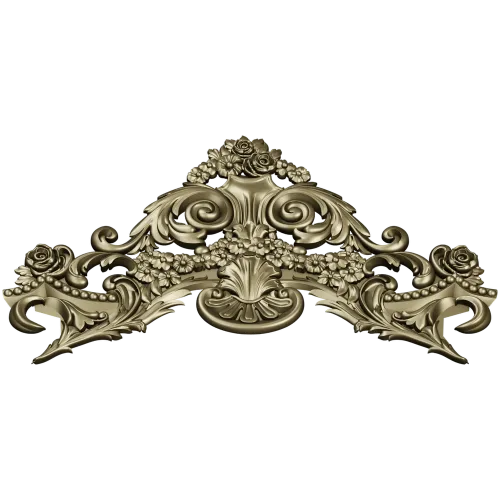 Rococo Floral Crest STL 3D model for CNC carving