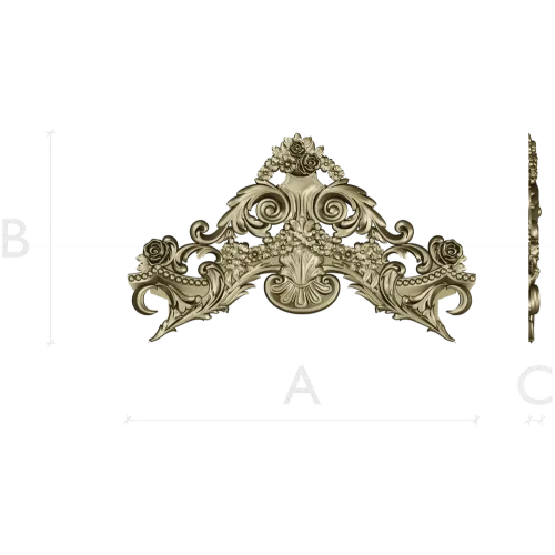 Rococo Floral Crest STL 3D model for CNC carving