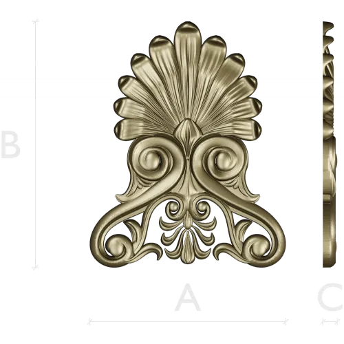 Elegant Shell & Scroll Corner - STL 3D Model for CNC