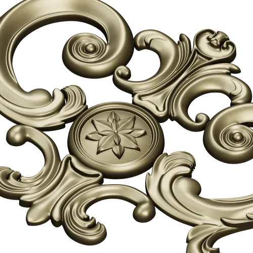 Regal rosette cartouche - STL decorative 3D model for CNC