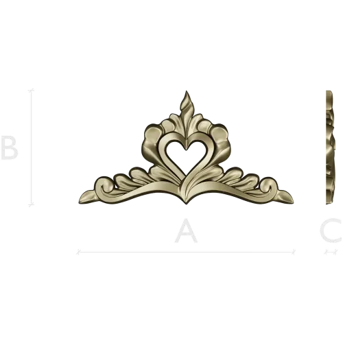 Сердечный вензель - декоративная накладка STL для ЧПУ