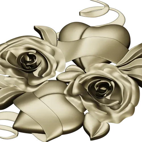 Rose Hearts High-Relief STL for CNC