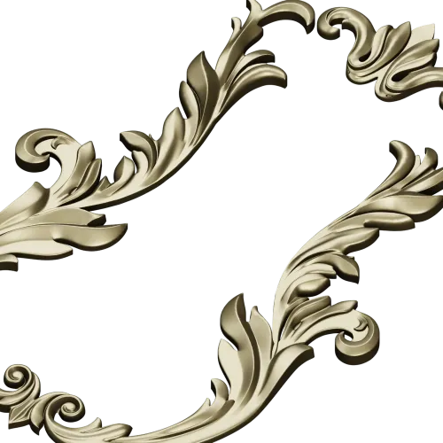 Baroque Acanthus Vertical Cartouche - STL 3D model for CNC