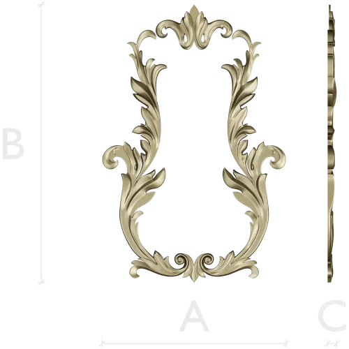Baroque Acanthus Vertical Cartouche - STL 3D model for CNC