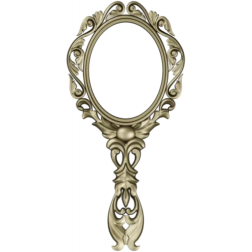 Rococo Oval Hand Mirror Frame 3D STL for CNC