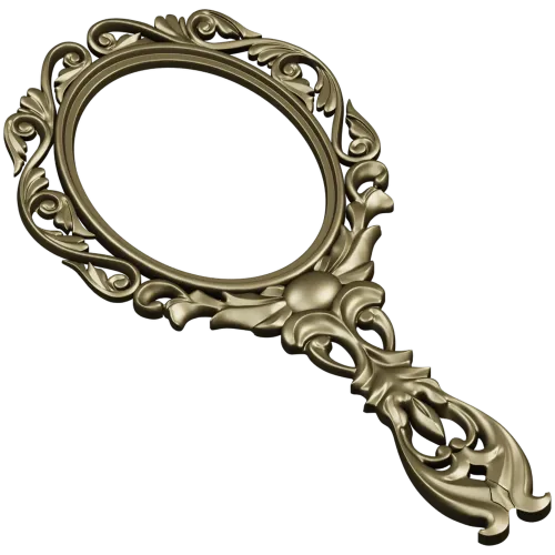 Rococo Oval Hand Mirror Frame 3D STL for CNC