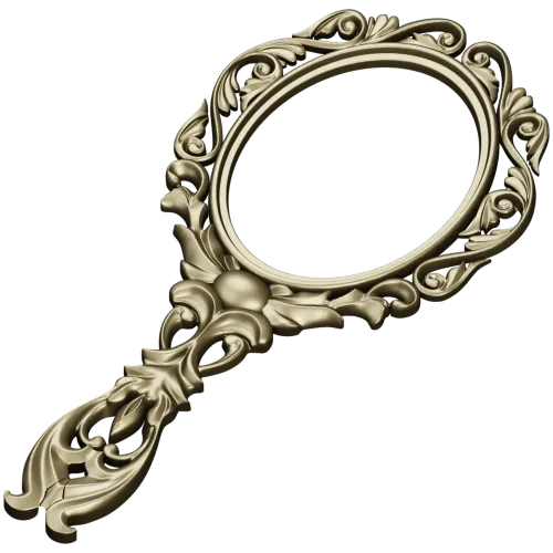 Rococo Oval Hand Mirror Frame 3D STL for CNC
