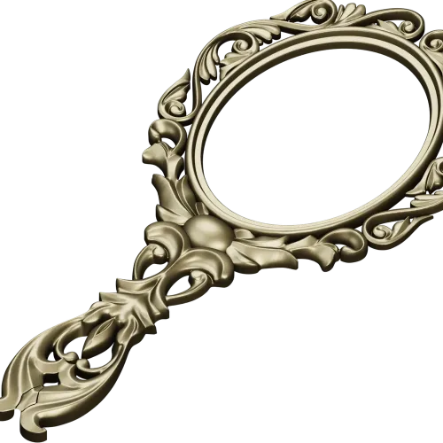 Rococo Oval Hand Mirror Frame 3D STL for CNC