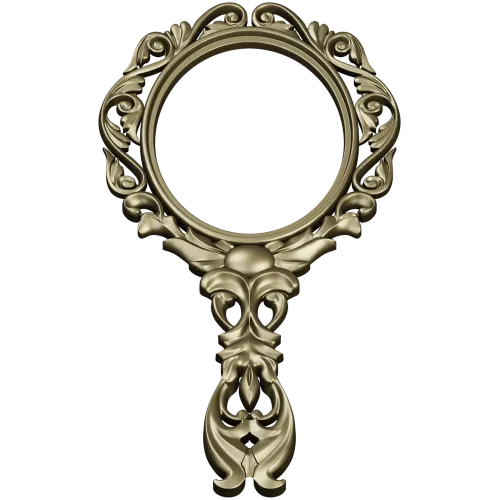 Rococo Oval Hand Mirror Frame 3D STL for CNC