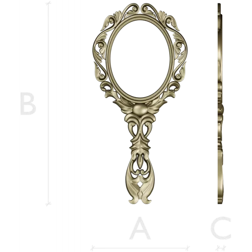 Rococo Oval Hand Mirror Frame 3D STL for CNC