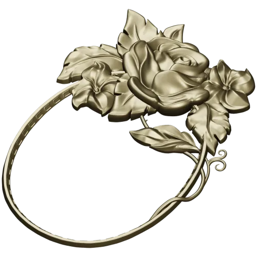 Rosecrest Oval - high-relief floral frame STL for CNC