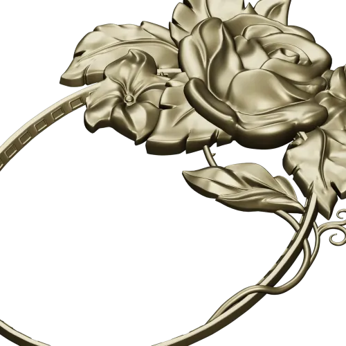 Rosecrest Oval - high-relief floral frame STL for CNC