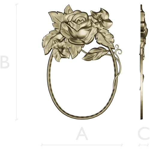 Rosecrest Oval - high-relief floral frame STL for CNC
