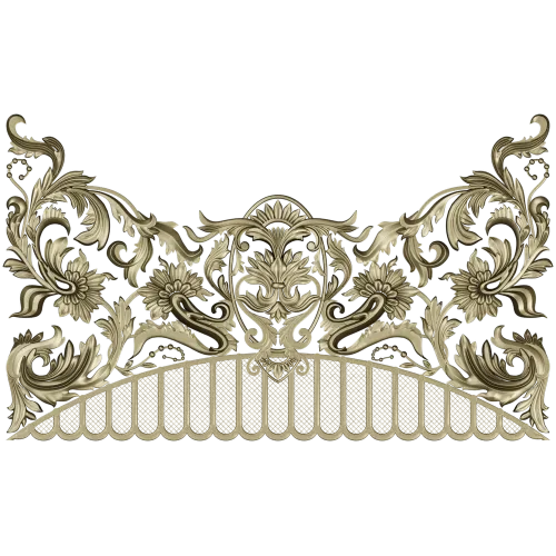 Rocaille Crest STL - decorative 3D model for CNC carving