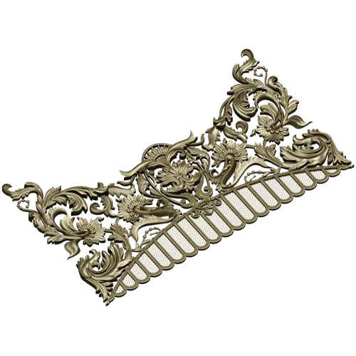 Rocaille Crest STL - decorative 3D model for CNC carving
