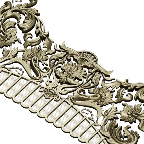Rocaille Crest STL - decorative 3D model for CNC carving