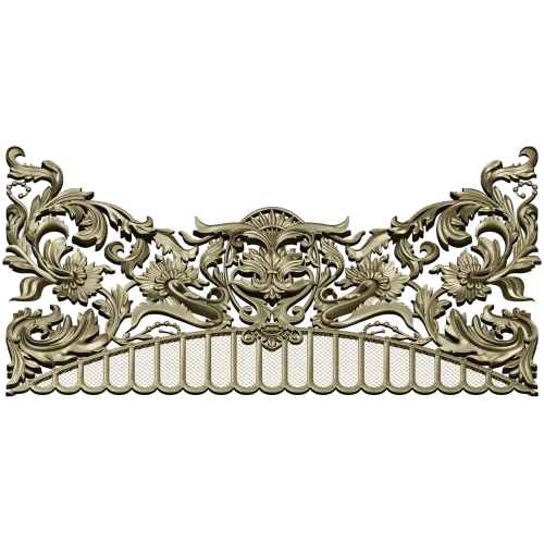 Rocaille Crest STL - decorative 3D model for CNC carving