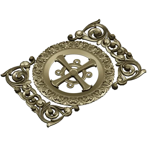 Ornamental Rosette Cross - STL 3D model for CNC router