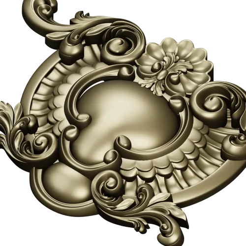 Rococo Cartouche STL for CNC Router - Ornamental Central Panel