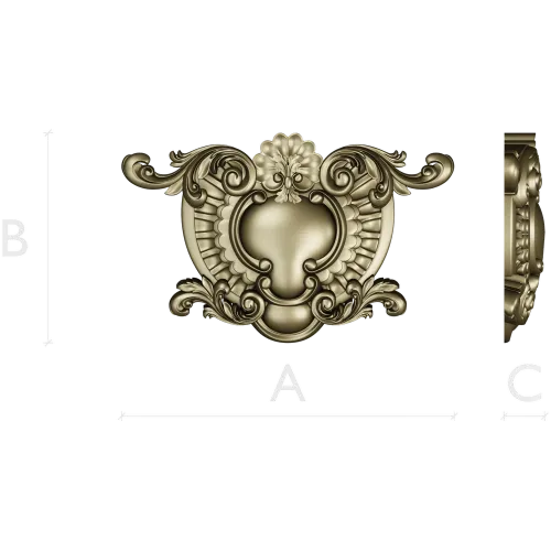 Rococo Cartouche STL for CNC Router - Ornamental Central Panel