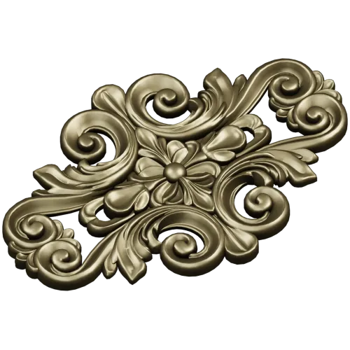 Rococo Floral Cartouche STL 3D Model for CNC