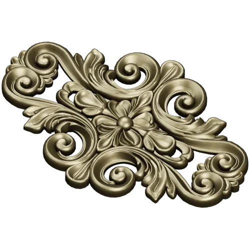 Rococo Floral Cartouche STL 3D Model for CNC