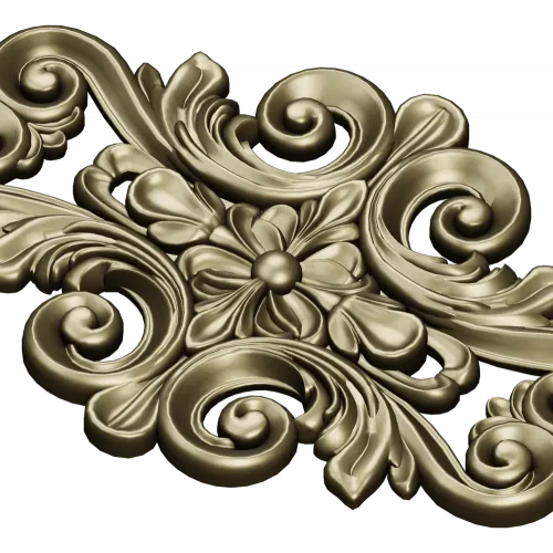 Rococo Floral Cartouche STL 3D Model for CNC