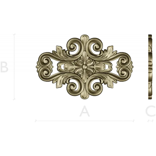 Rococo Floral Cartouche STL 3D Model for CNC