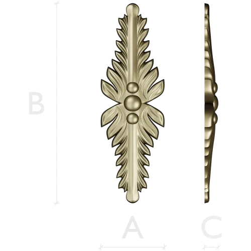 Vertical Acanthus Applique - STL 3D model for CNC