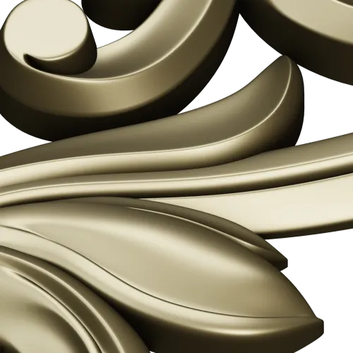 Acanthus Scroll STL 3D Model for CNC - Vertical Decorative Applique