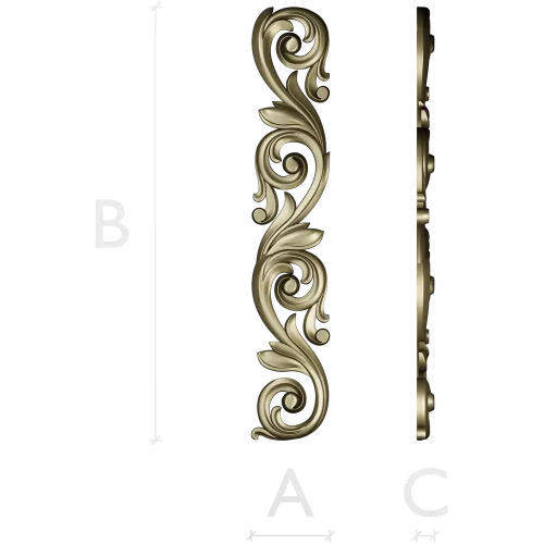 Acanthus Scroll STL 3D Model for CNC - Vertical Decorative Applique