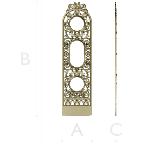 Ornate Vertical Panel STL - Decorative 3D Model for CNC