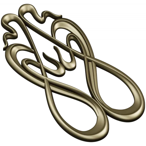 Art Nouveau Ribbon Applique - STL 3D Model for CNC Milling
