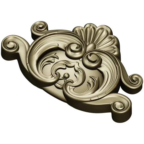 Rococo Shell Cartouche STL for CNC