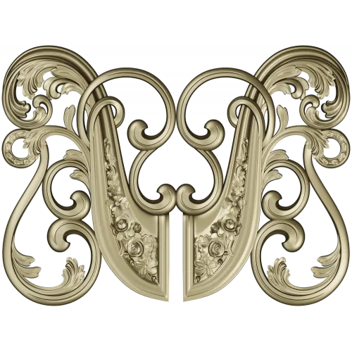 Rococo Floral Cartouche 3D model STL for CNC