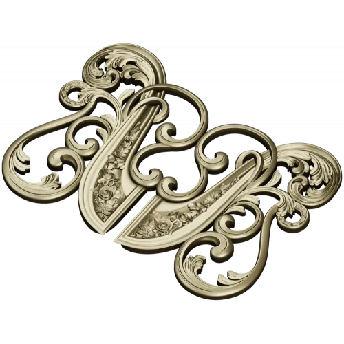 Rococo Floral Cartouche 3D model STL for CNC