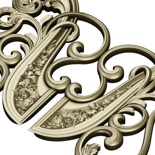 Rococo Floral Cartouche 3D model STL for CNC
