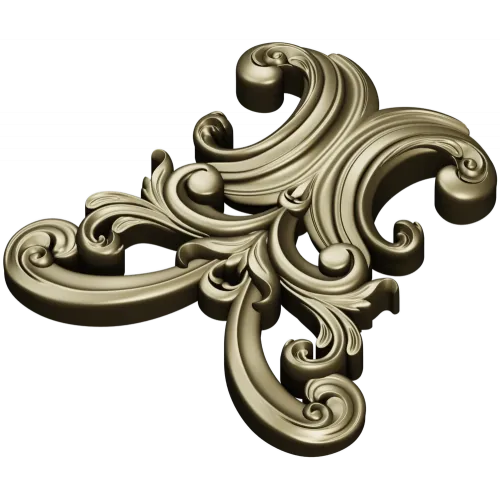 Baroque Acanthus Cartouche STL for CNC Milling