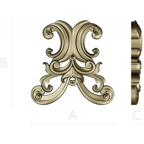 Baroque Acanthus Cartouche STL for CNC Milling